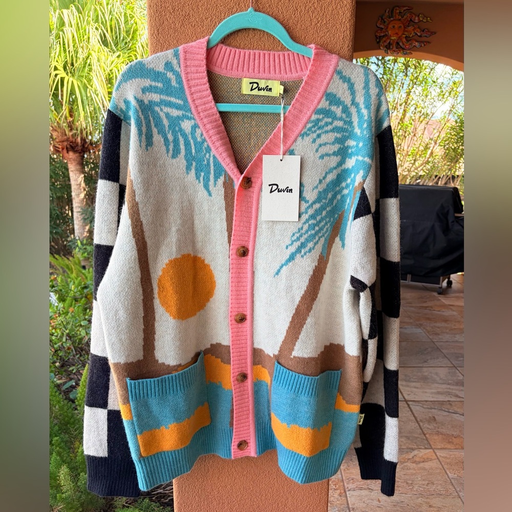 BRAND NEW 🌴Tropical Beachy🌴 Duvin Cardigan Sweater Men’s SZ LARGE